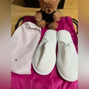 Four Seasons Las Vegas Hotel Draw String Bag, teddy bear and Hotel Slippers